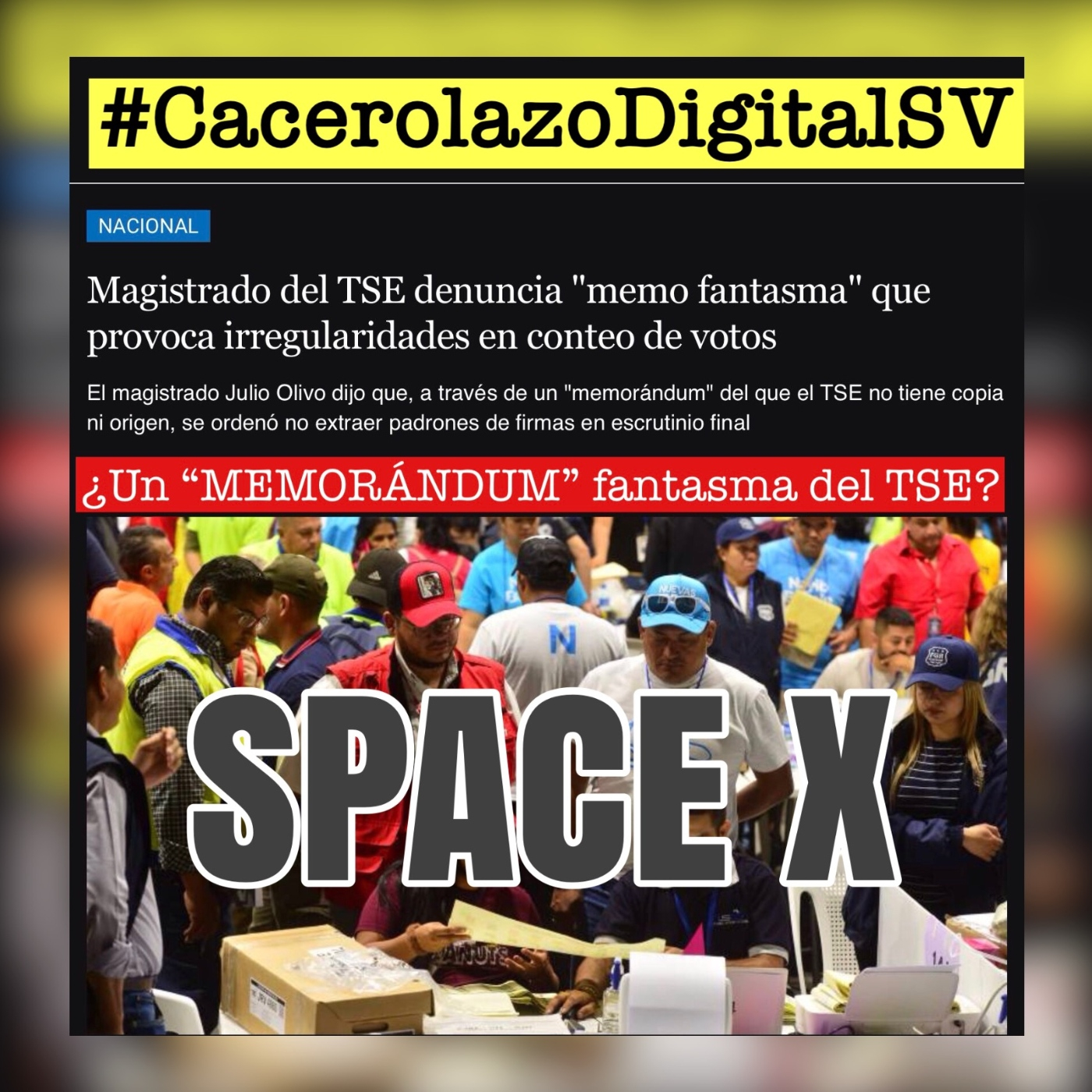   #CacerolazoDigitalSV /  DOS / CACEROLAZO SPACE-X episode artwork