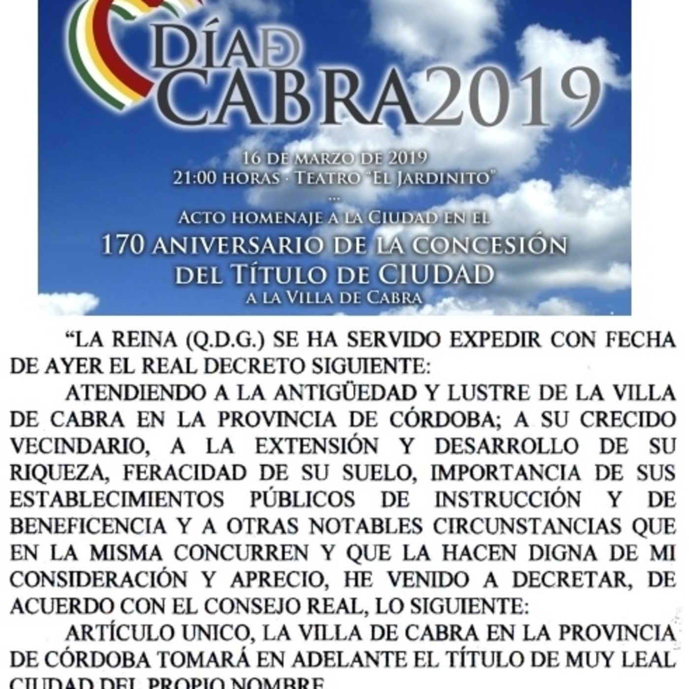 LA HISTORIA ENTRE LÍNEAS: Cabra, de Villa a Ciudad