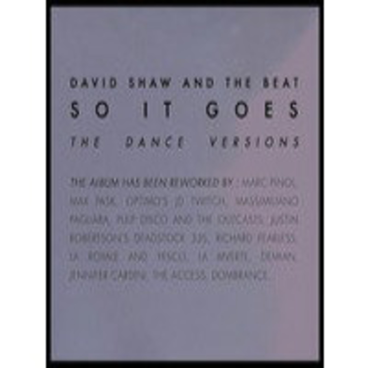 VA - David Shaw and The Beat - So It Goes (The Dance Versions) Album 2014 episode artwork