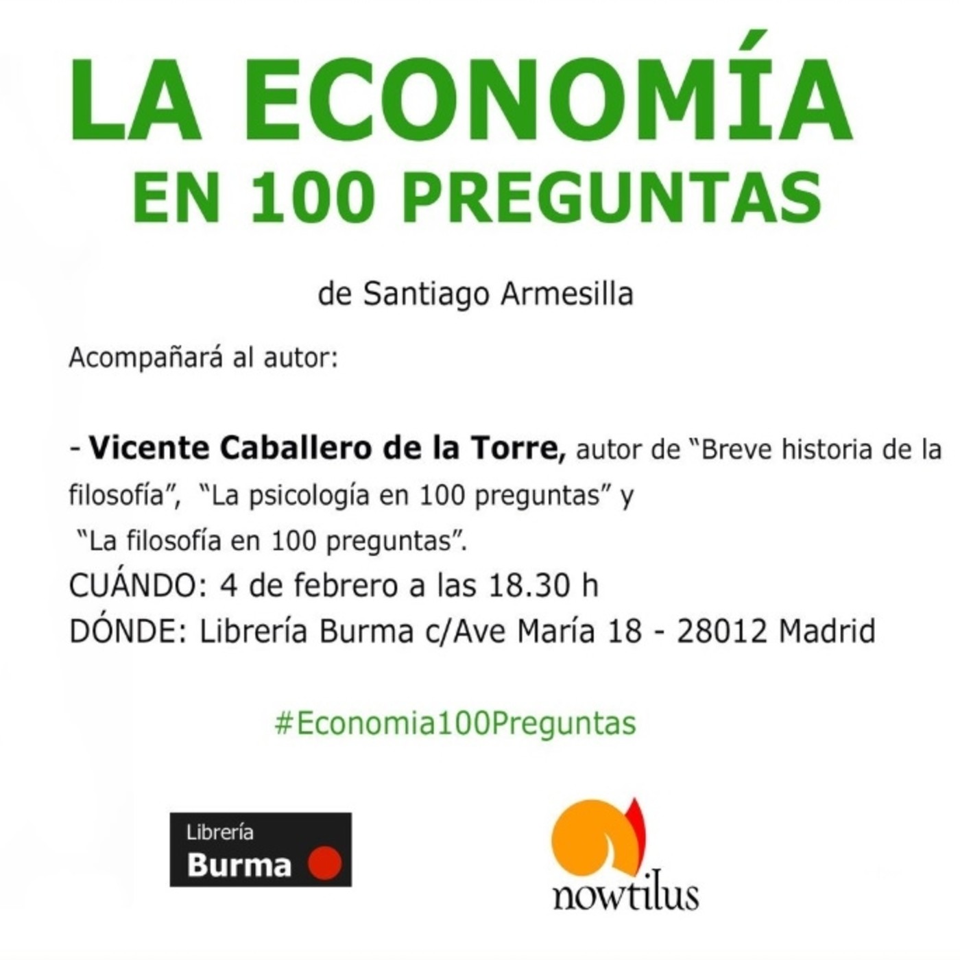 Presentación de "La Economía en 100 Preguntas" en la Librería Burma de Madrid Presentación de "La Economía en 100 Preguntas" en la Librería Burma de Madrid
