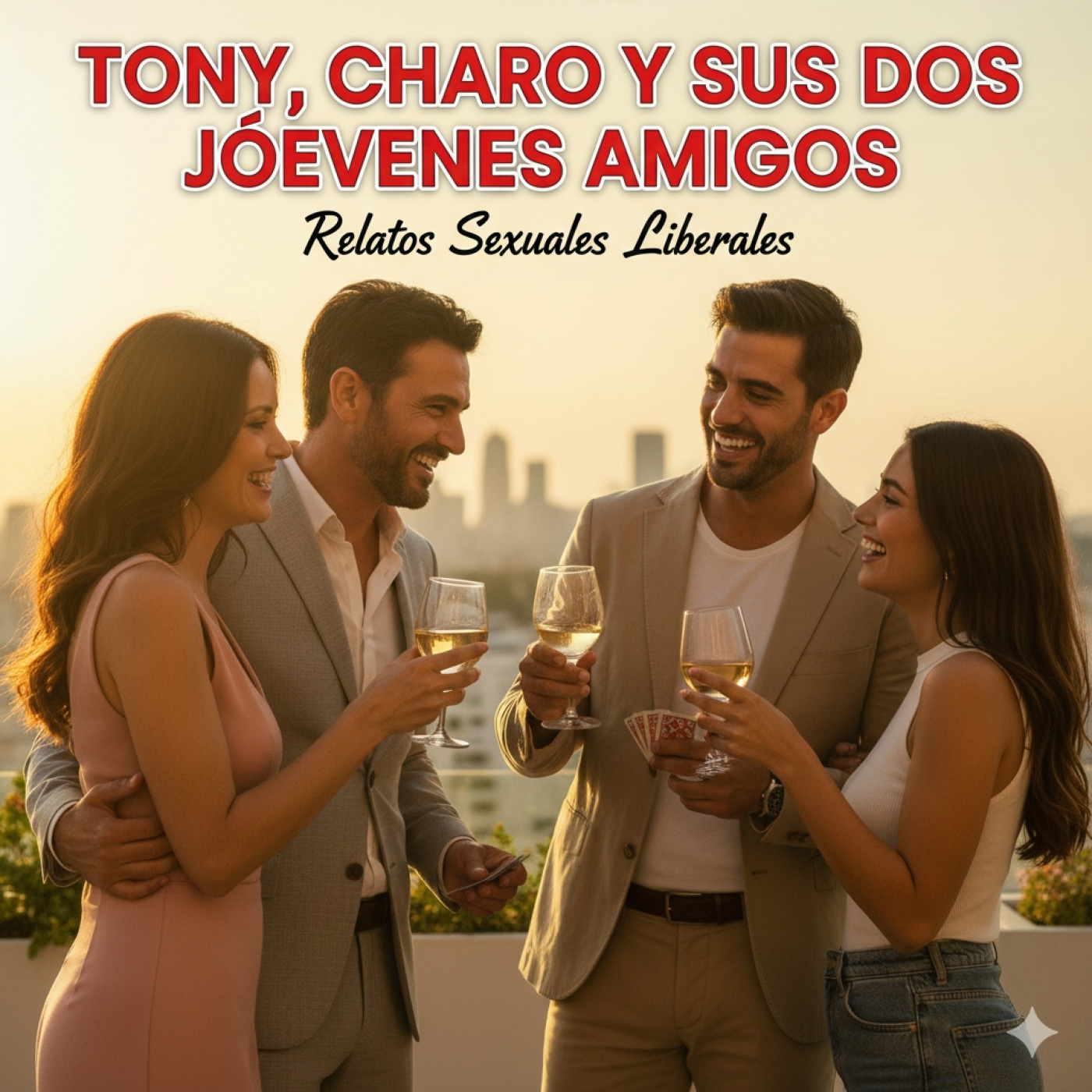Tony, Charo y sus dos jóvenes amigos.