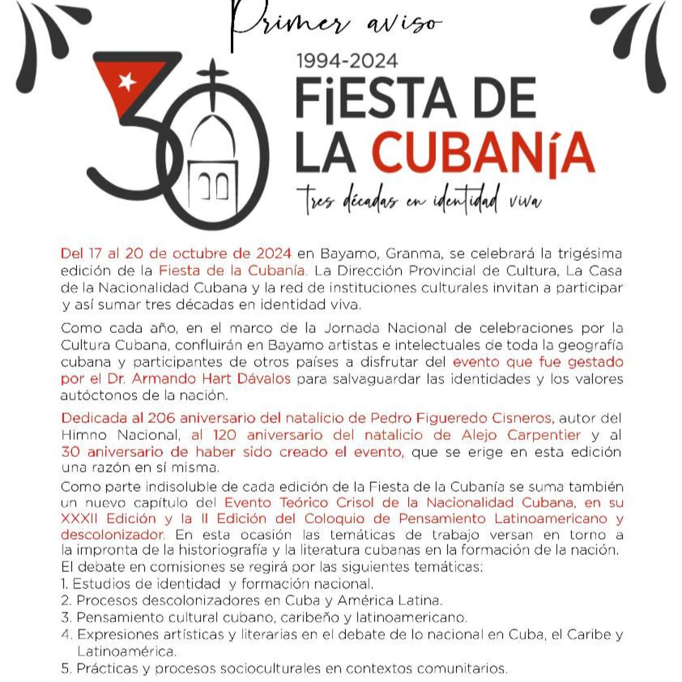 Ultiman detalles para la realización de la XXX Fiesta de la Cubanía en Granma