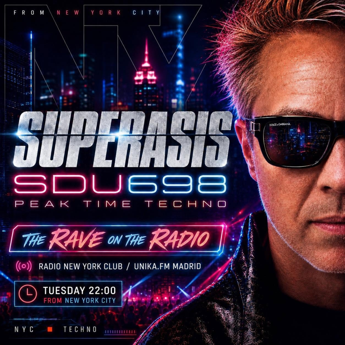 SDU698 SUPERASIS PEAK-TIME TECHNO- THE RAVE ON THE RADIO episode artwork