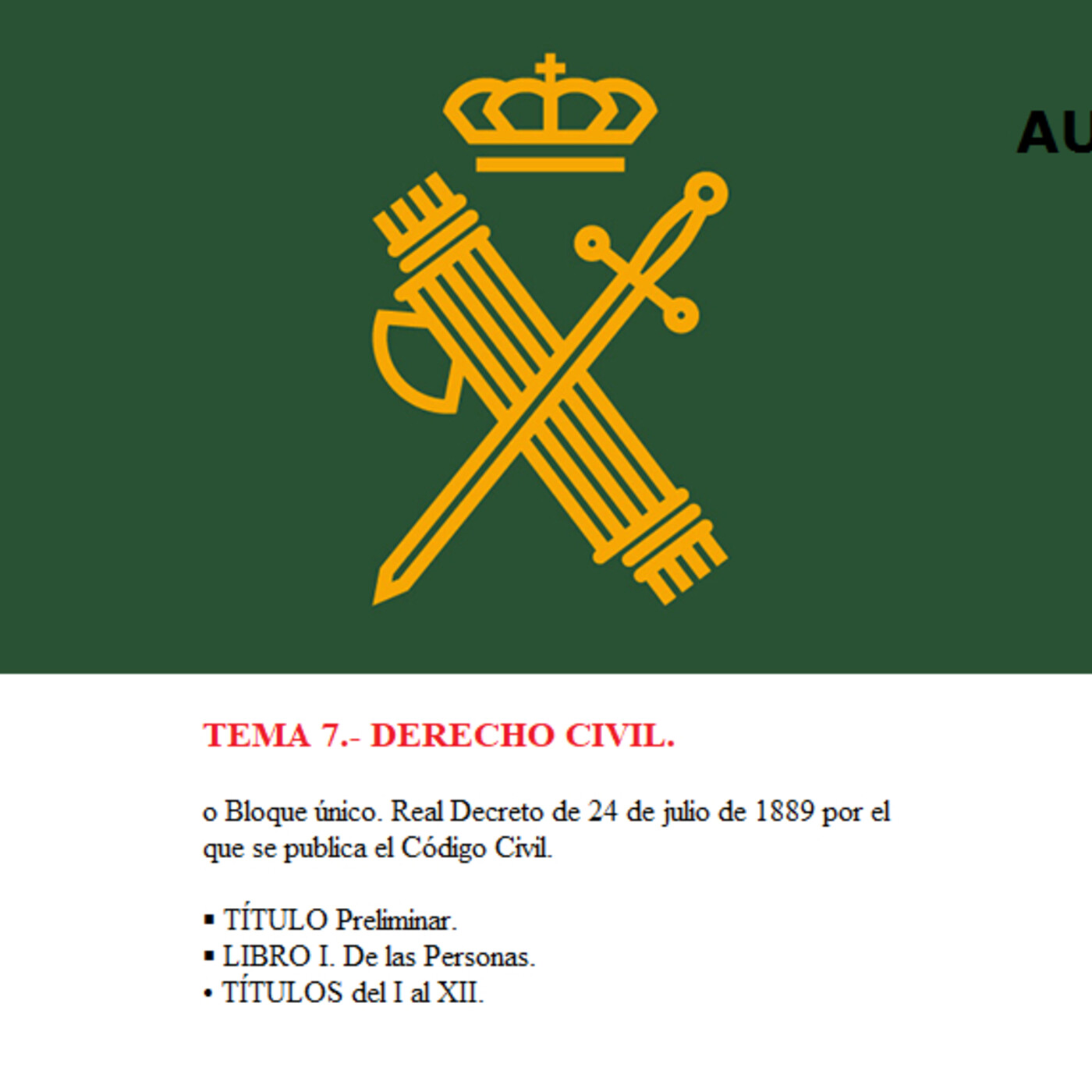 Audio Temario Oposición Guardia Civil.