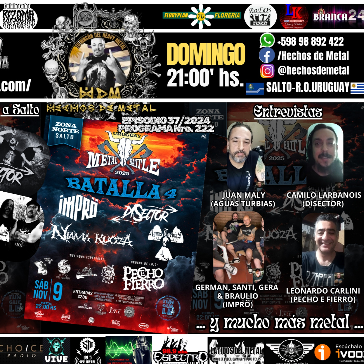 HECHOS DE METAL_Programa Nro. 222 Episodio 37 Temporada 5 (03.Noviembre.2024)_Entrevistas AGUAS TURBIAS, IMPRO, y mas... episode artwork