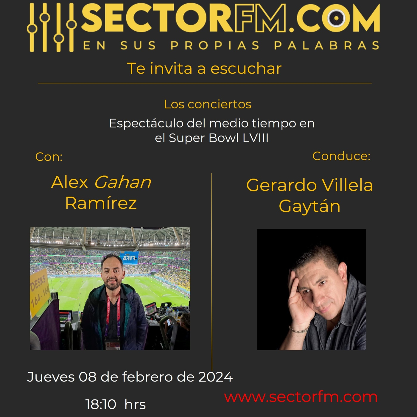 Los Conciertos 08 02 24 Super Bowl LVIII con Alex Ramírezen www.sectorfm.com episode artwork