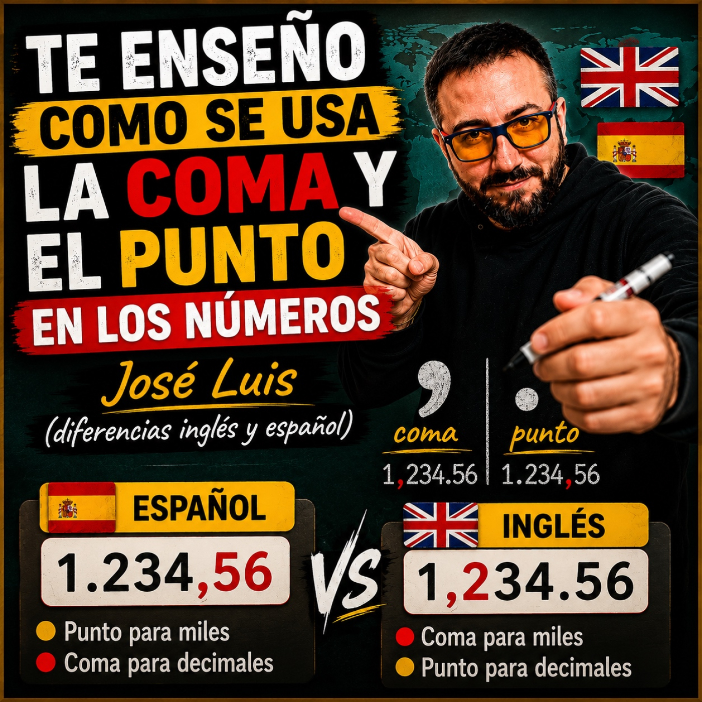 Te enseño como se usa la coma y el punto en los números José Luis (diferencias Inglés/Español) episode artwork