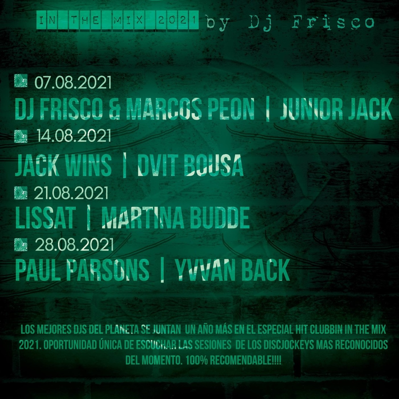 Hit Clubbin´855 Radio show 28.08.21 by Frisco episode artwork