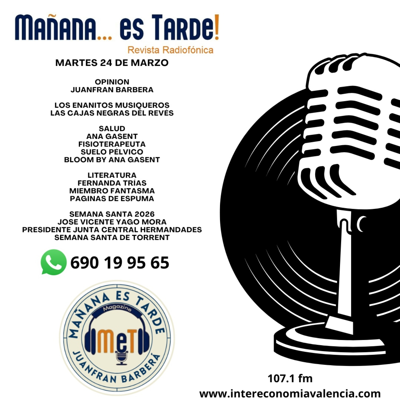 MAÑANA ES TARDE!!! MET 24 DE MARZO DE 2026 SUELO PÉLVICO CON ANA GASENT, FERNANDA TRÍAS Y JOSE VICENTE YAGO