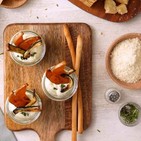 Mousse de grana padano y verduras crujientes