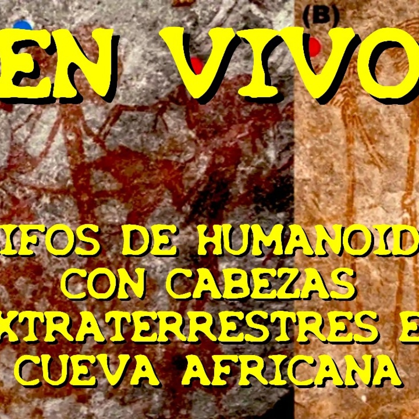 Los desvelados - 2023 - glifos de humanoides con cabezas extraterrestres en cueva africana