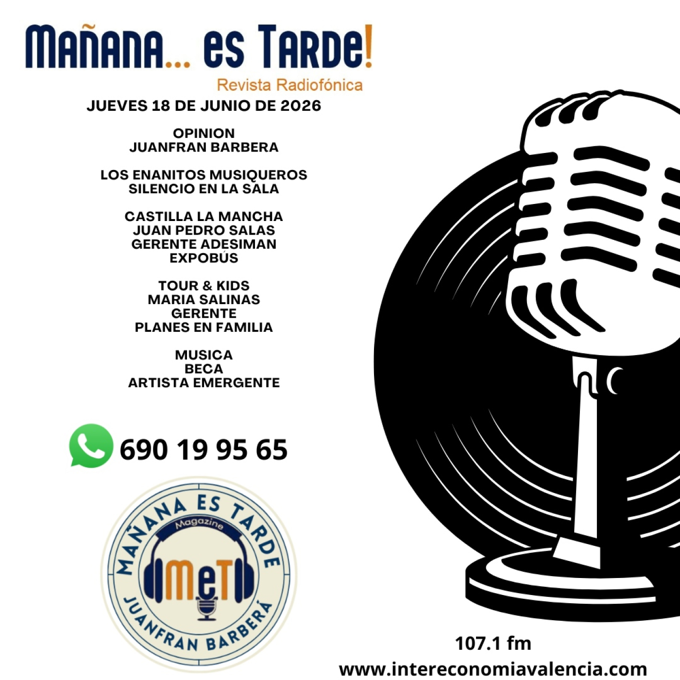 MAÑANA ES TARDE!!! MET 18 DE JUNIO DE 2026 ADESIMAN CON JUAN PEDRO SALAS, VUELVE TOUR AND KIDS Y BECA DEBUTA CON TEMAZO