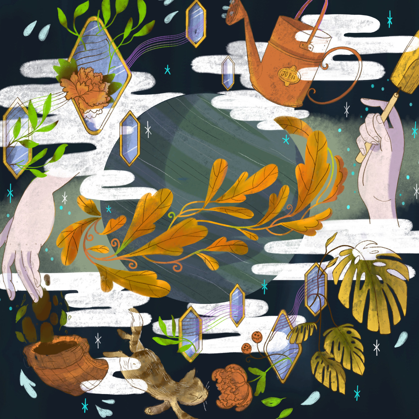 Cosmonauta y sus plantas